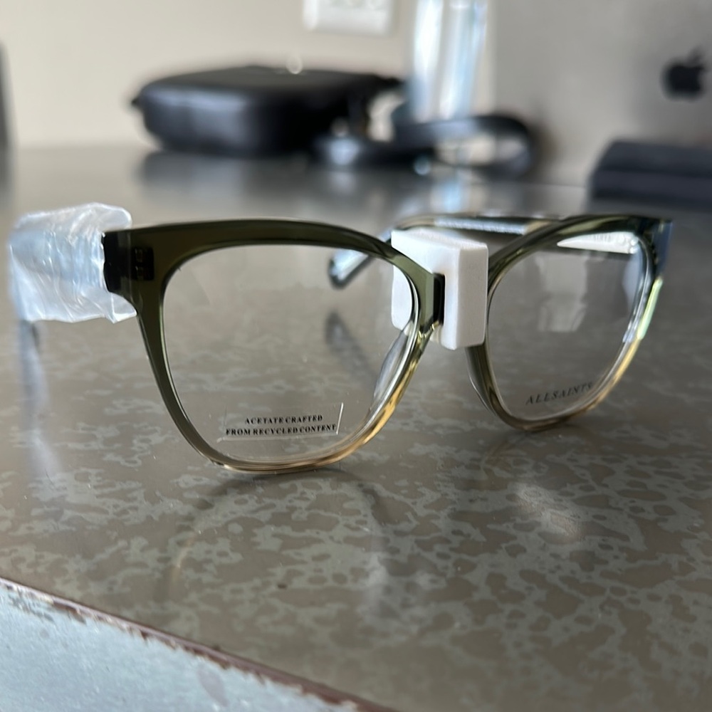 All Saints Green and Tan Glasses